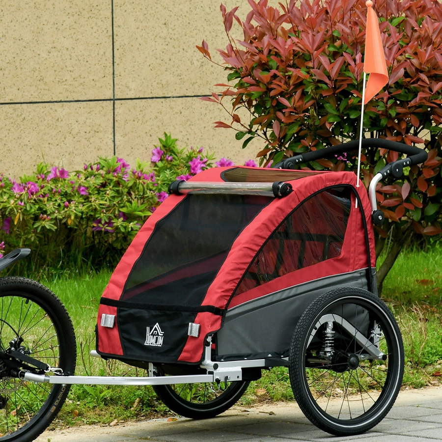 HOMCOM 3in1 Kinderwagen auch als Jogger und Fahrradanhänger rot