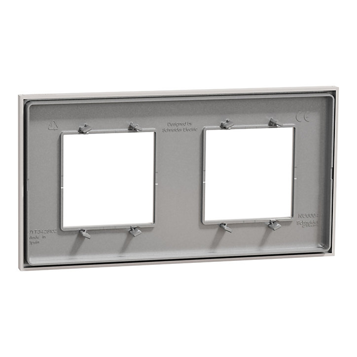 Plaque de finition double Schneider Electric Unica Déco gris pierre