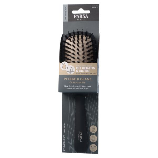 Parsa - Keratin Care & Shine Paddle Brush Black - Hårbørste