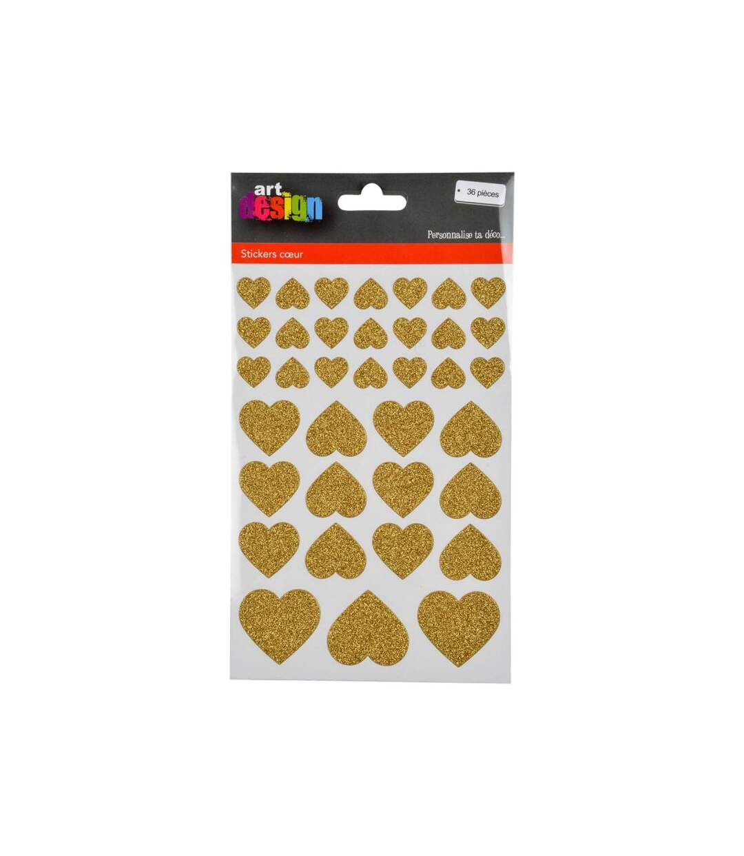 Paris Prix - Lot De 36 Stickers Cœur glitter Or