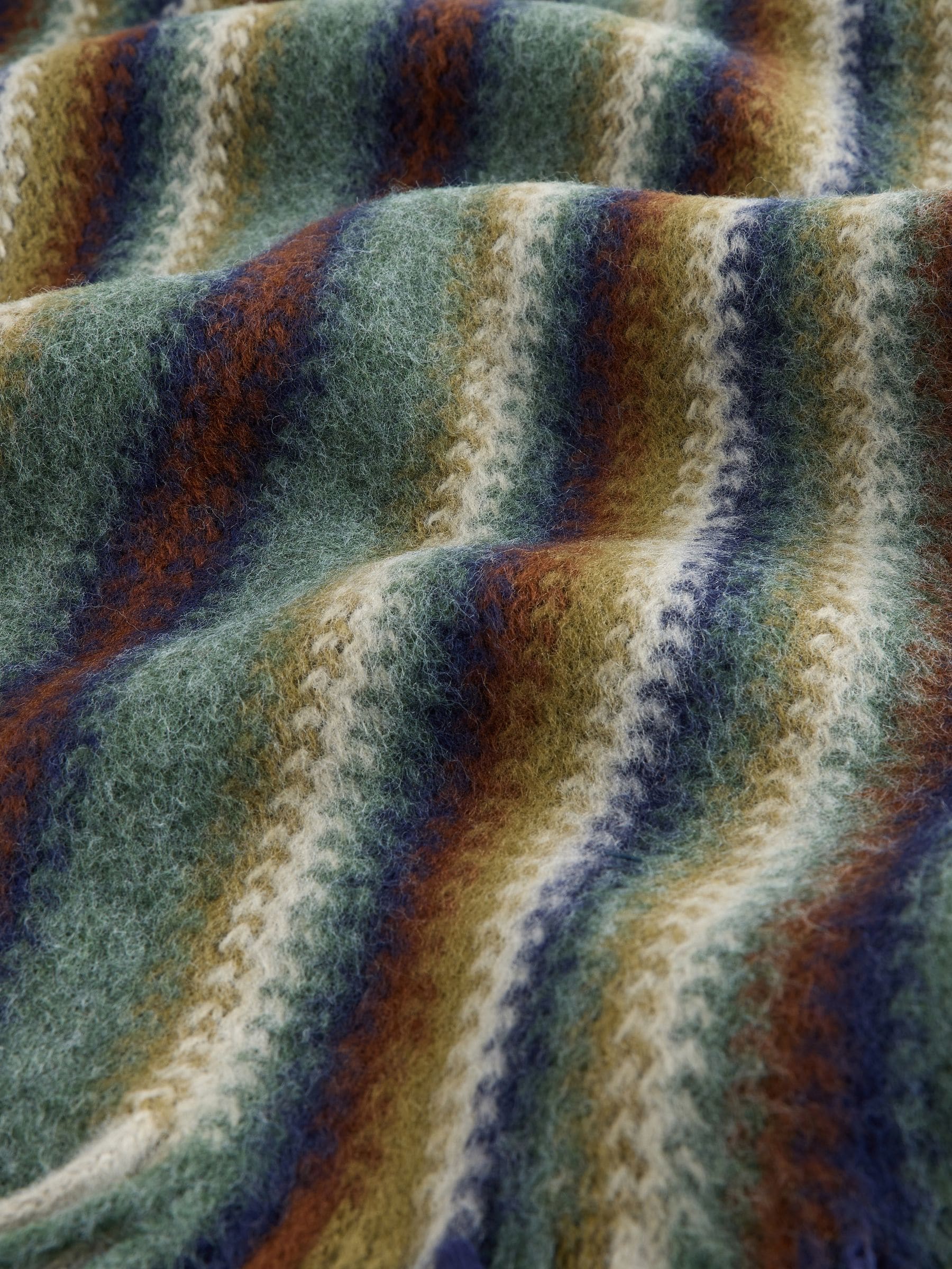 Groen/blauw - Gestreepte gebreide sjaal