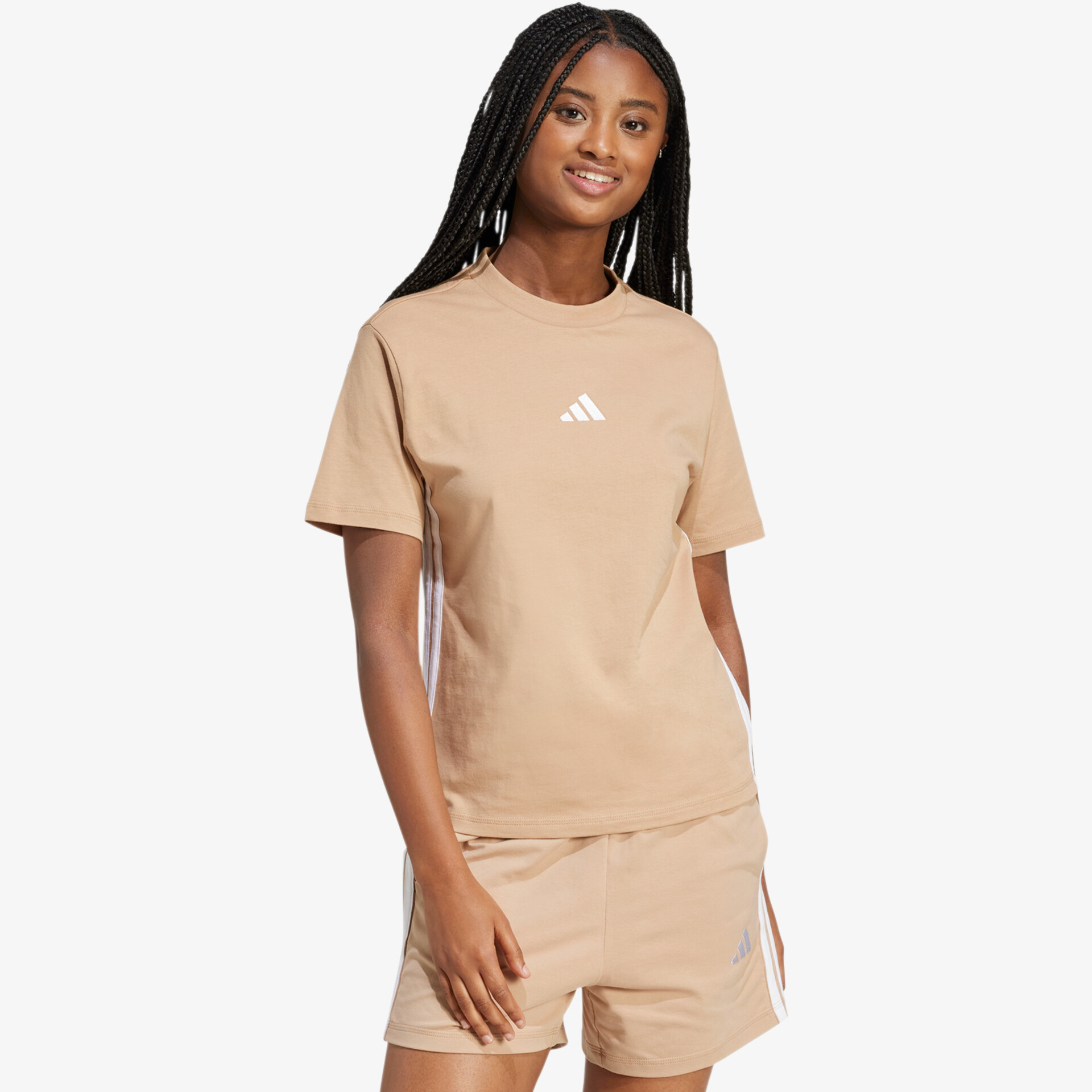 adidas Essentials 3 Streifen Damen T-Shirt beige