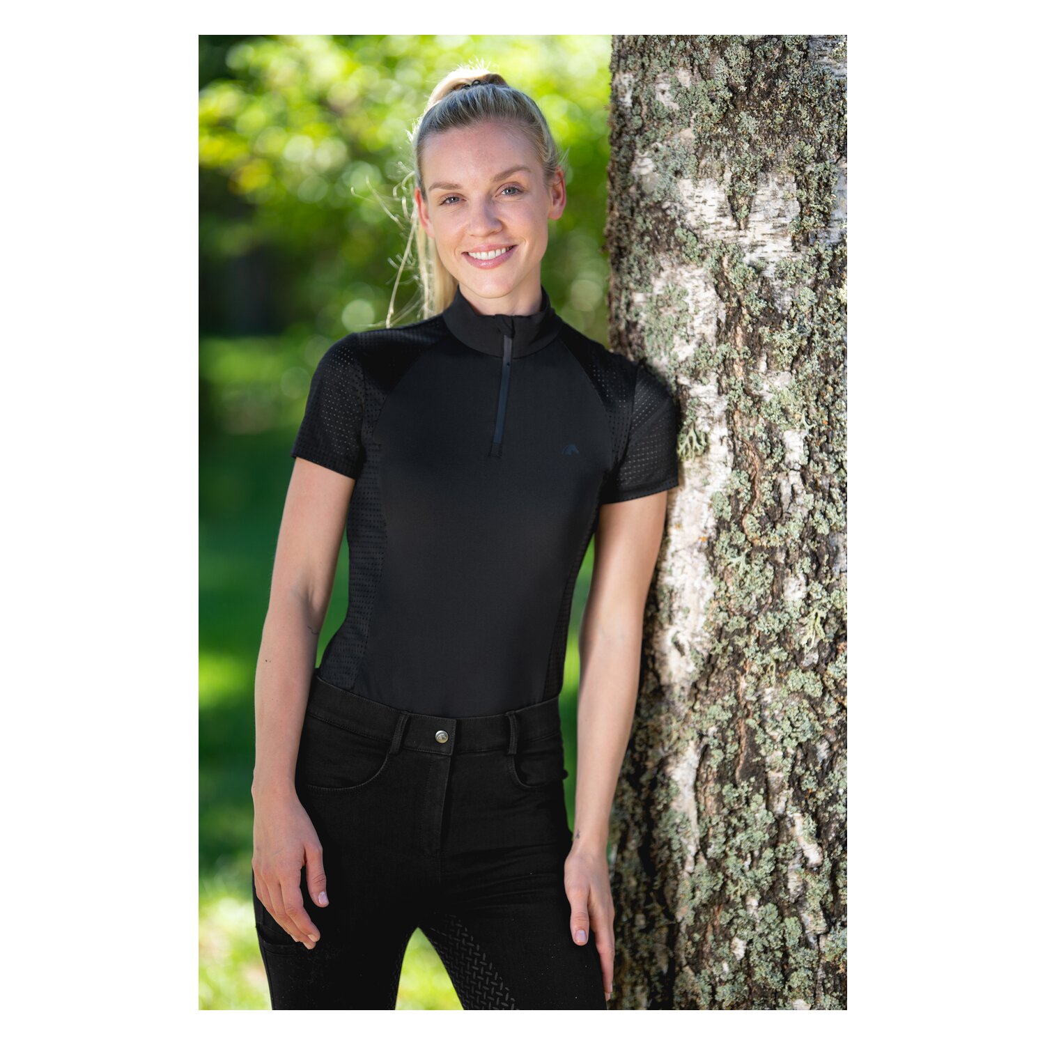 black forest Jeans-Reithose mit Grip-Vollbesatz  - black denim
