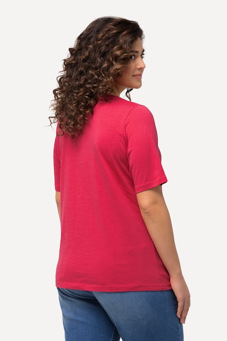 T-Shirt, Pailletten, Classic, V-Ausschnitt, Halbarm