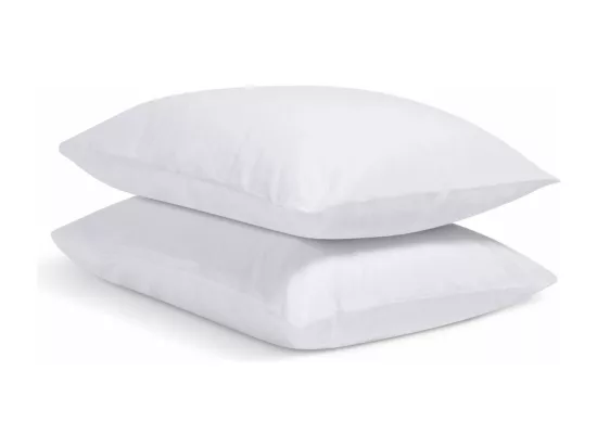 Lot de 2 Taies d'oreiller 100% Percale de coton - Blanc - 65x65cm