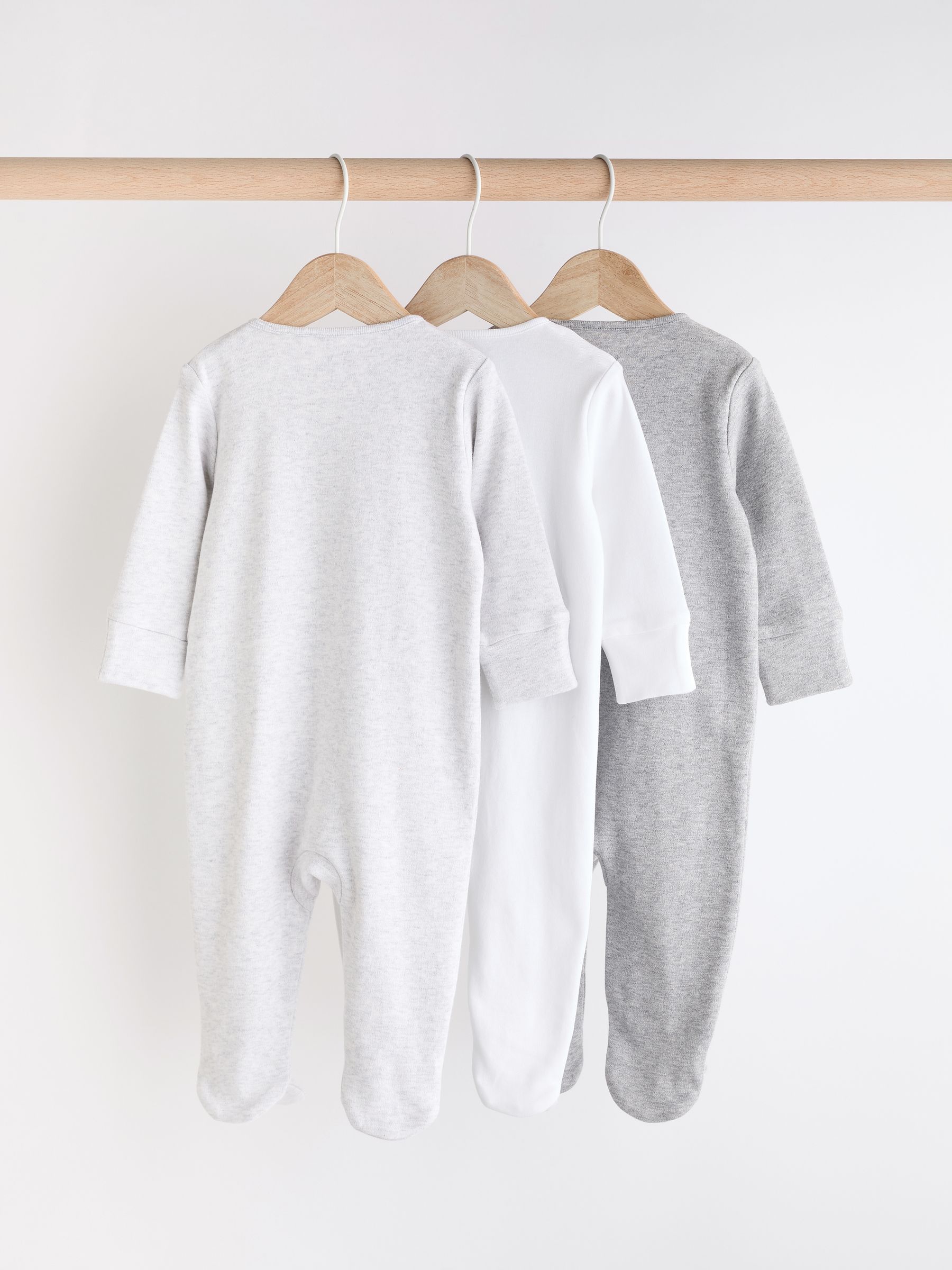 Grijs - Essential 100% Katoenen babypakjes met rits 3 Pack (0-3jr)