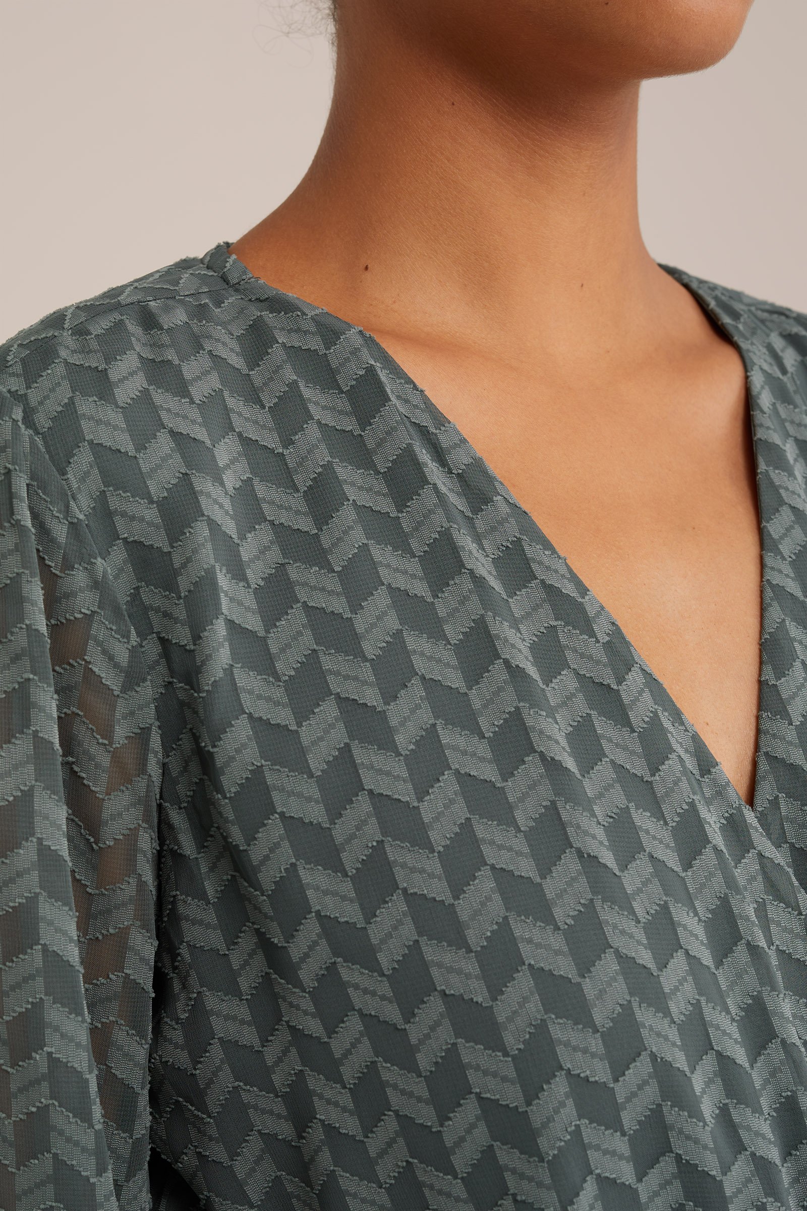 jurk met structuur WE Fashion Grijsgroen