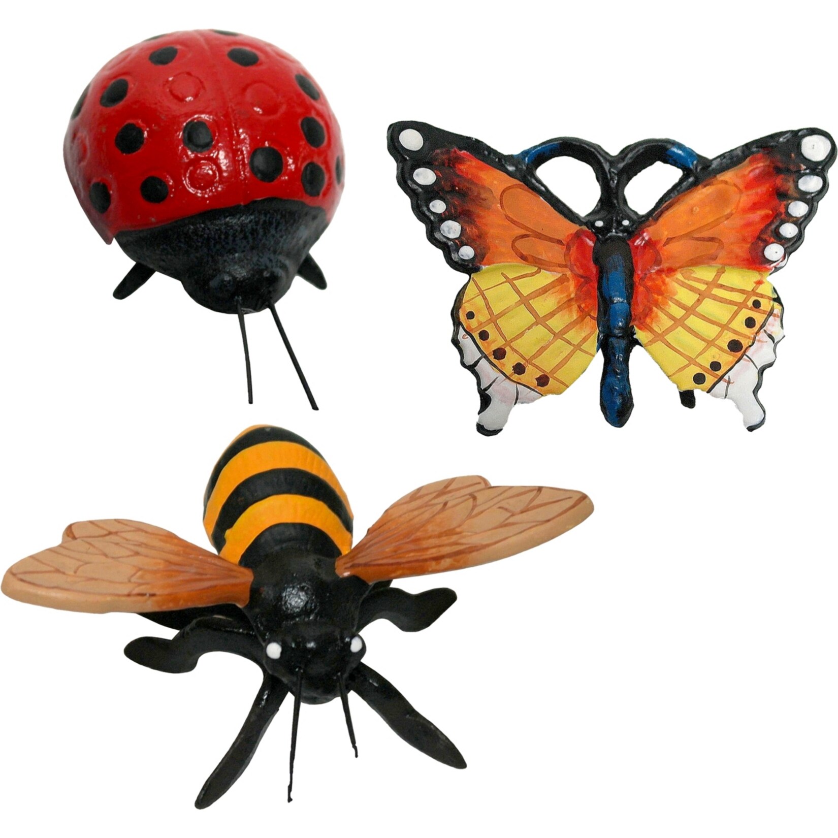 HTI-Line Geschenkset aus Gusseisen Wanddeko Marienkäfer, Biene und Schmetterling
