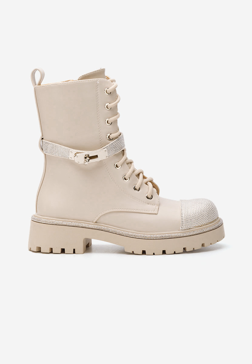 Bottines à semelle épaisse beige Aloya