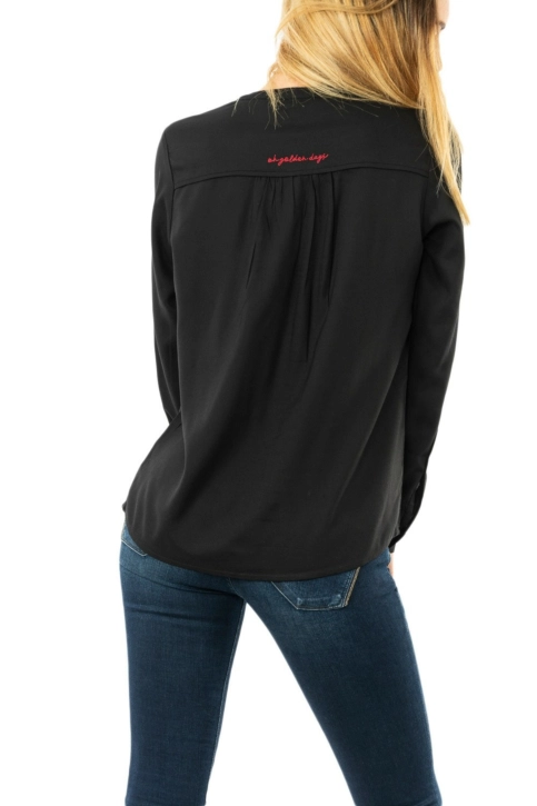 chemisier street one solid buttoned w pocket 10001 black