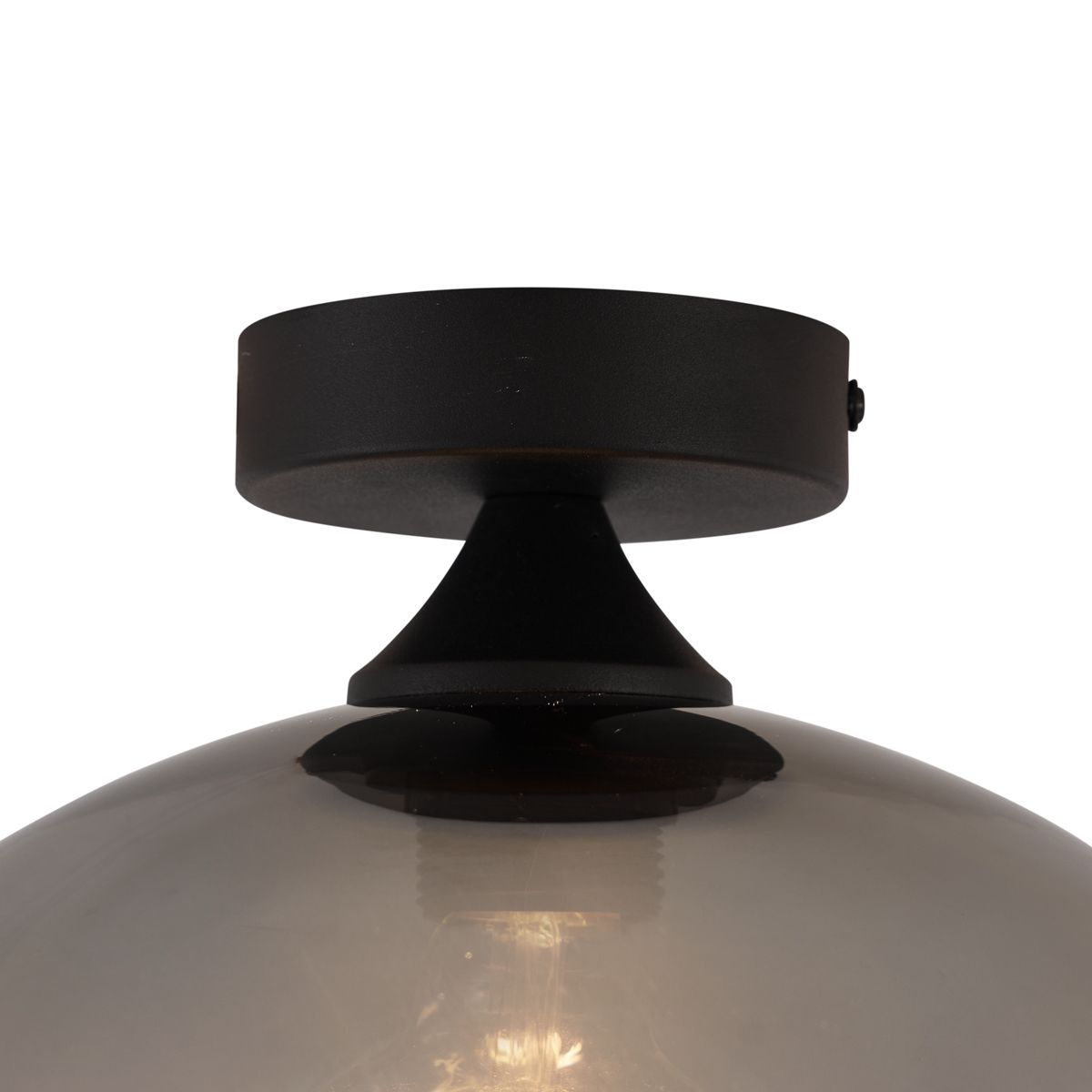 Art Deco plafondlamp zwart met smoke glas - Sandra