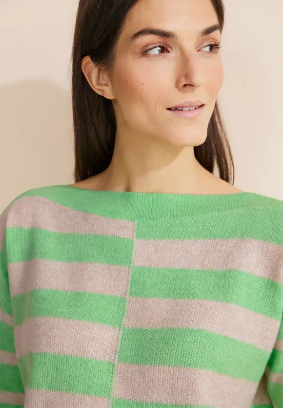 Pullover mit Streifenprint - light spring green mel.