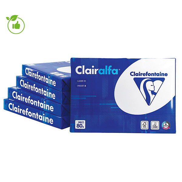 Papier blanc Clairalfa Clairefontaine A3 80g, 5 ramettes de 500 feuilles