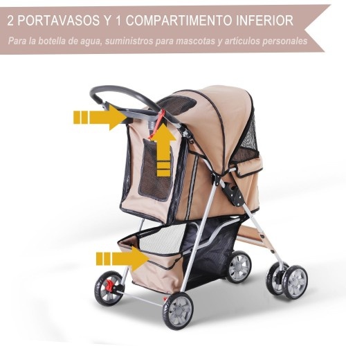 Carrinho dobrável para animais de estimação PawHut, marrom