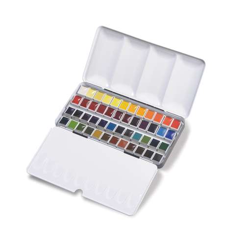 BLOCKX Künstler-Aquarellkasten mit halben Näpfchen