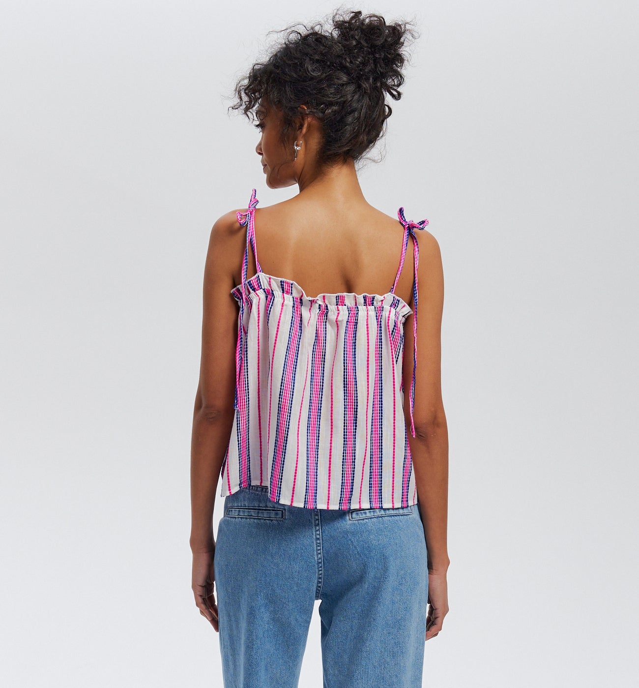 Top à bretelles nouées - Rayures multicolores