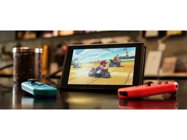 Nintendo | Switch V2 - Spilkonsol - Full HD - 32GB - sort | Inkl. 2 x Joy-Con (Neonrød/Neonblå)
