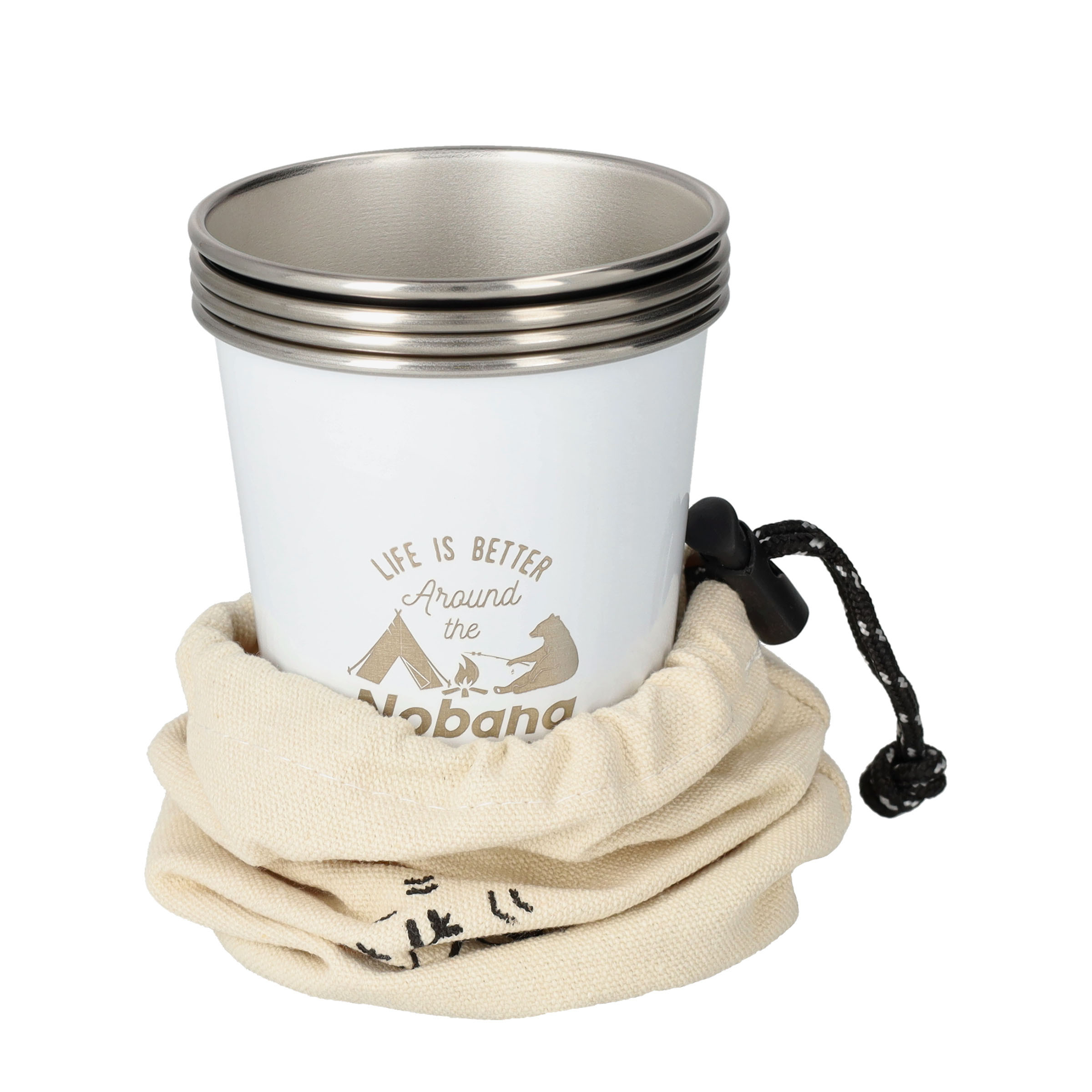(4er Set) 350ml Edelstahl Becher Camping Kaffee Becher - Braun / Grau / Schwarz / Weiss