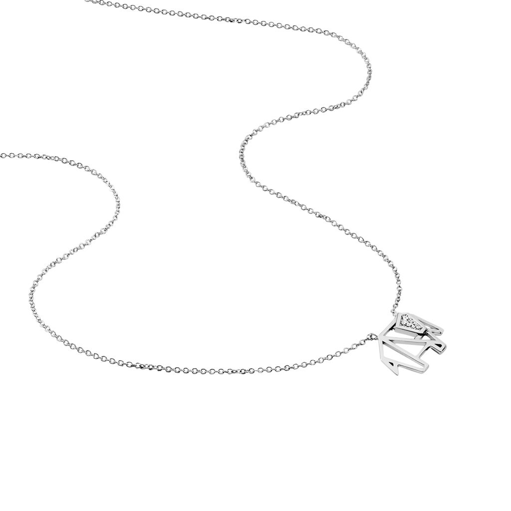 Collier Origami Argent Blanc Oxyde De Zirconium