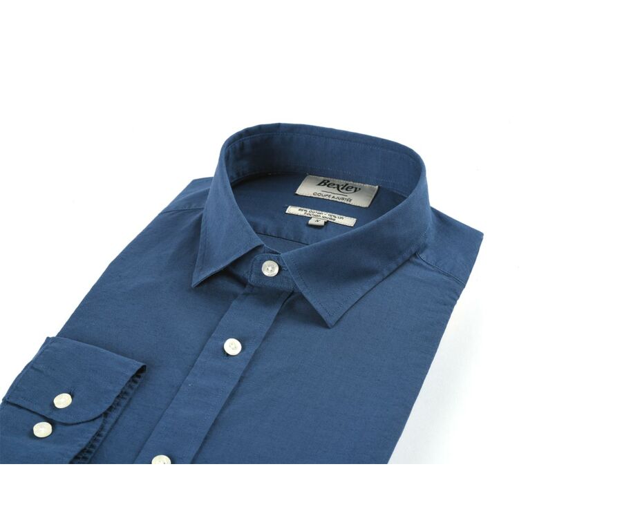 Chemise coton lin indigo unie - SILBERT