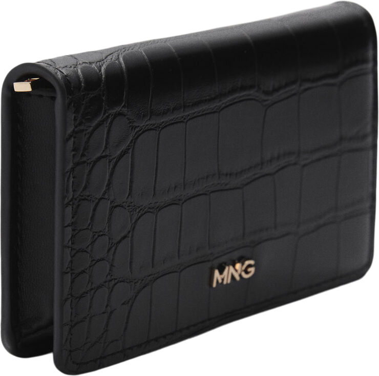 MANGO Crocodile-effect purse Black