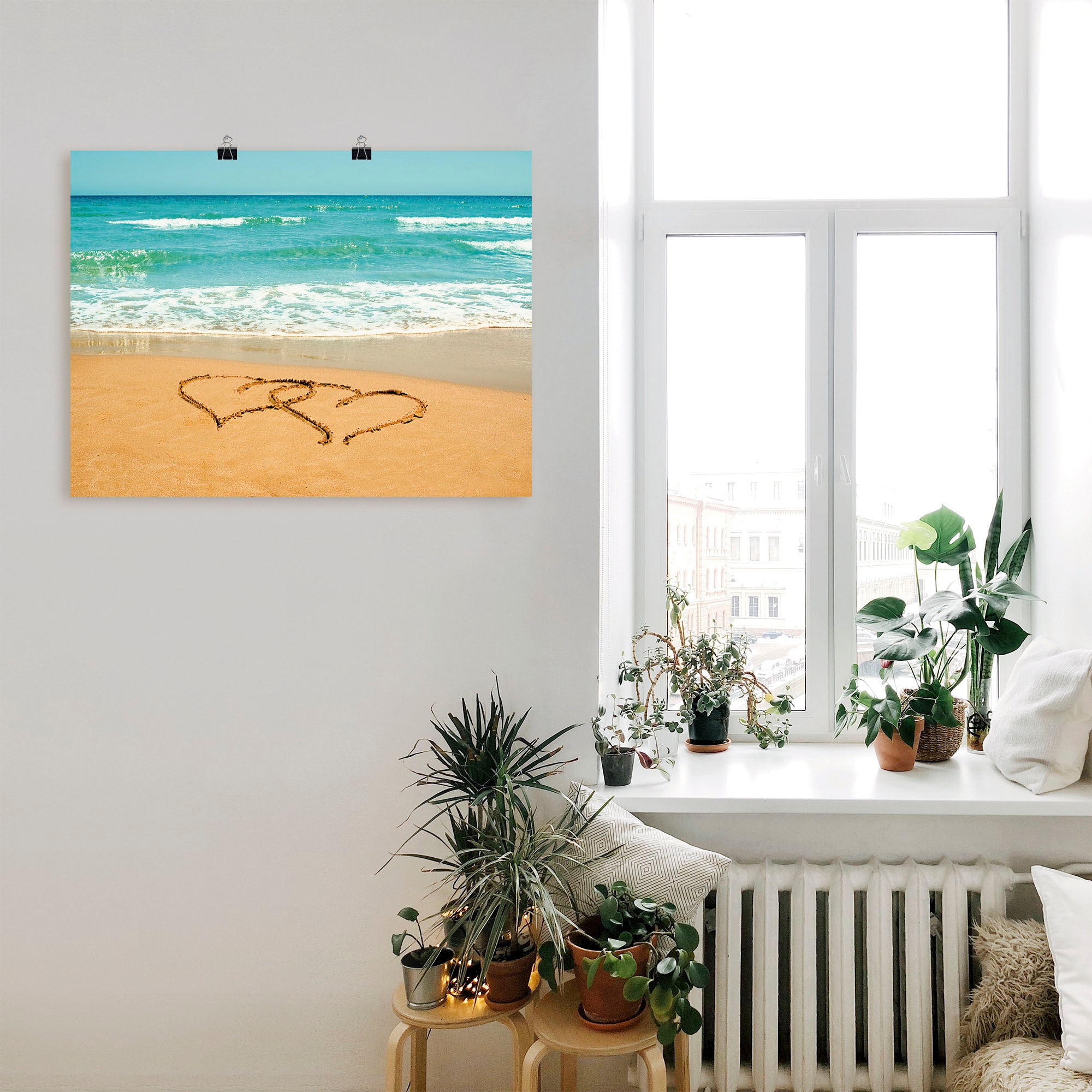 Artland Poster »Herzen im Sand« Strand 1 Stk. tlg. ohne Rahmen