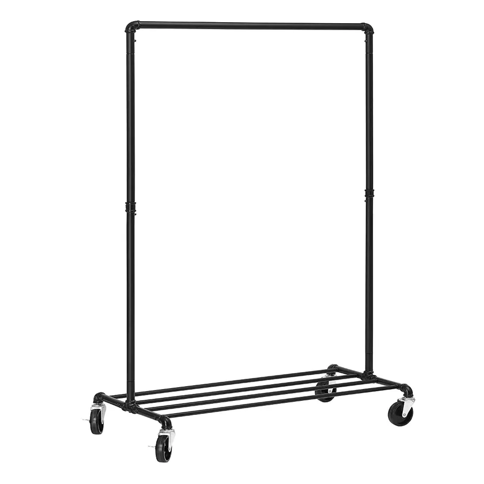 Mobiel kledingrek - 1 rail - zwart