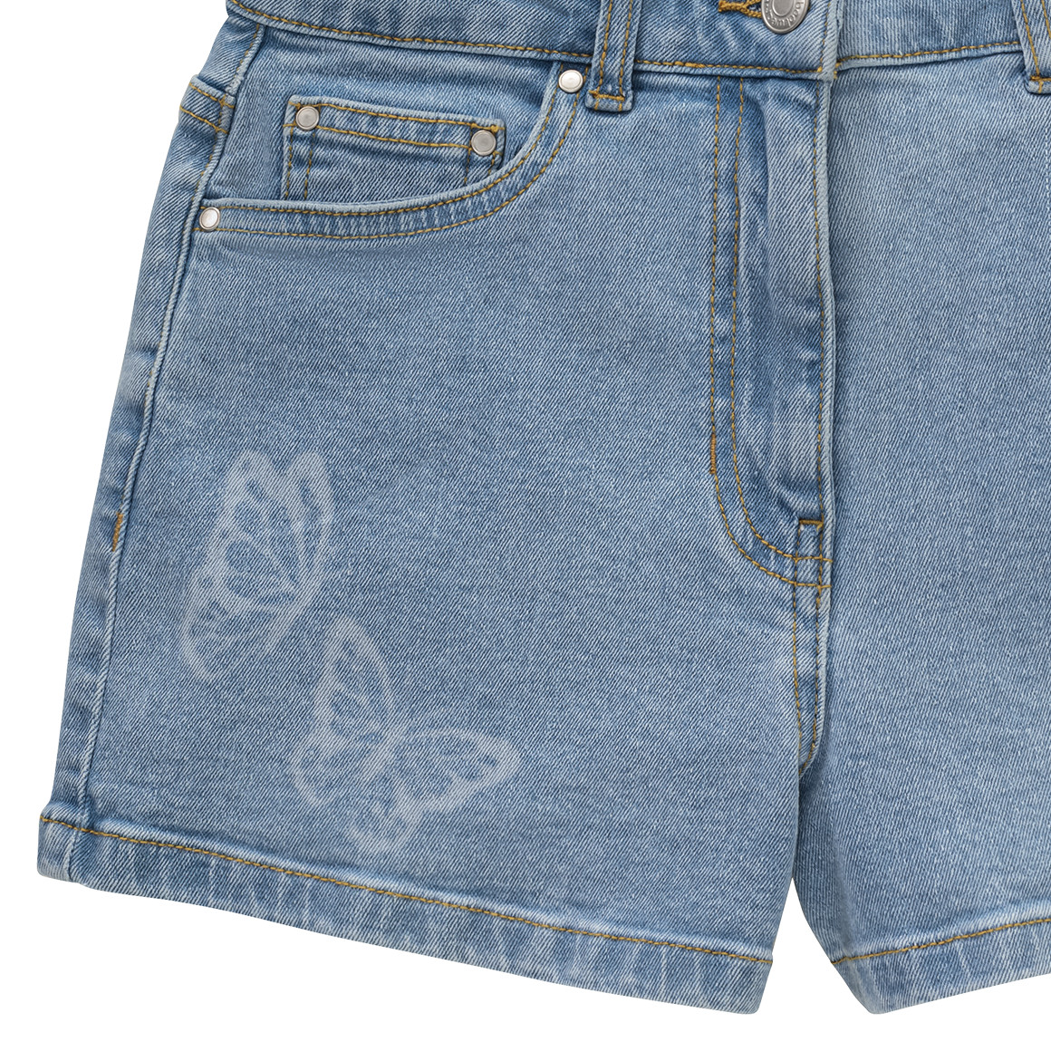 Beatwear Mädchen Jeans-Shorts mit Schmetterlingen hellblau