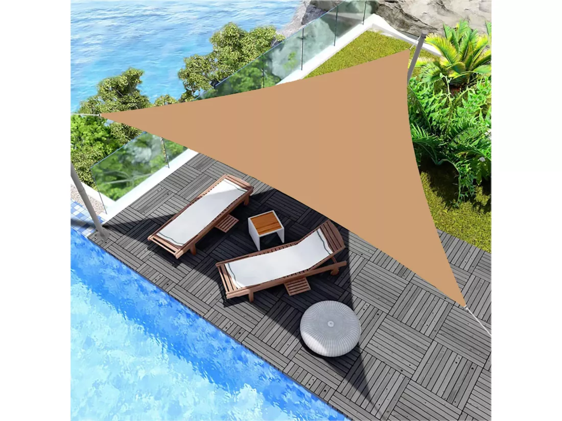 Voile d'ombrage Mopane 360x360x360 Polyester Imperméable Acier Beige Foncé