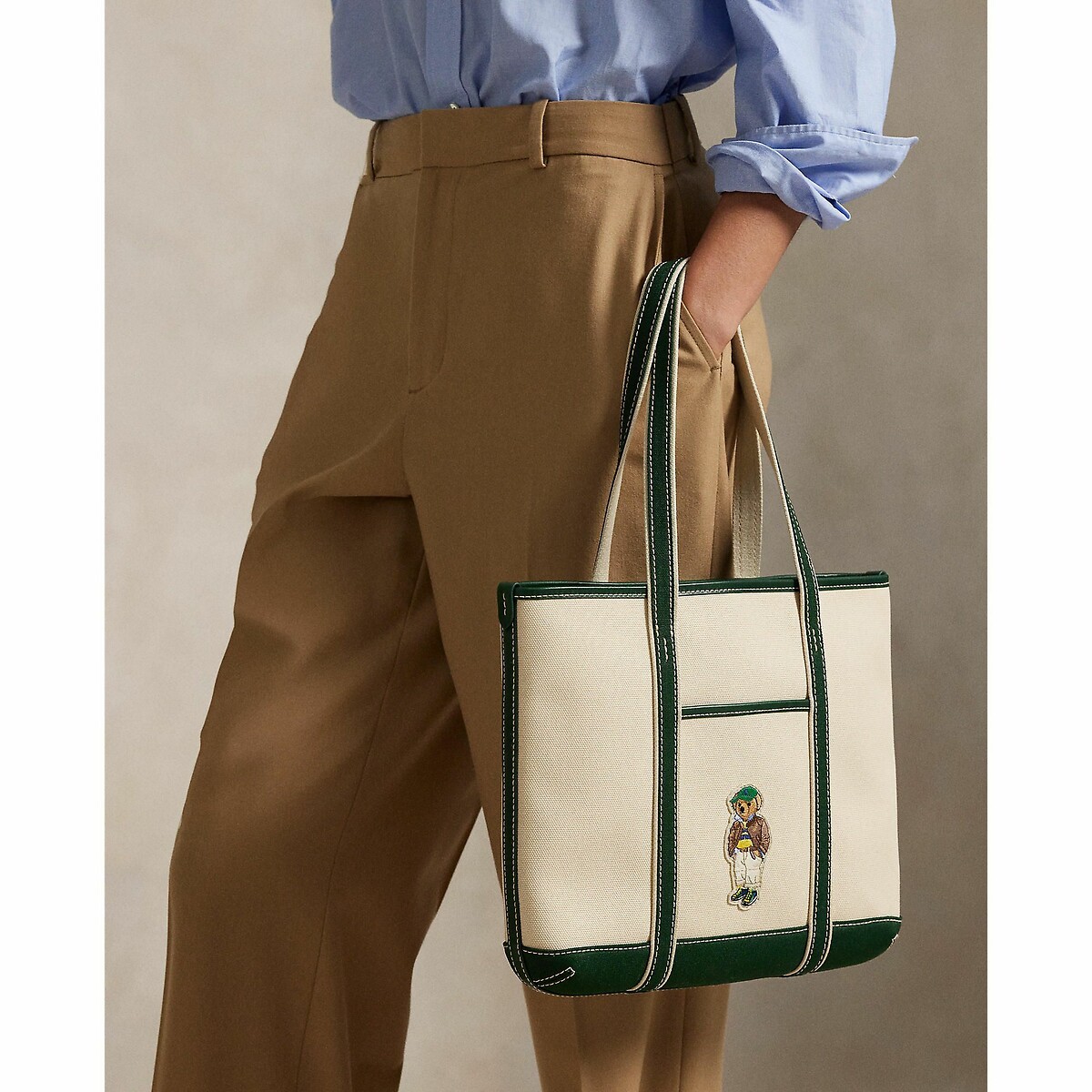 POLO RALPH LAUREN<br>Bolsa de tecido com estampa de ursinho de pelúcia