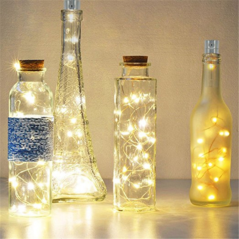 (2m) 20 LED's Deko Lichterkette Flaschenlicht (Batteriebetrieben) - Warmweiss