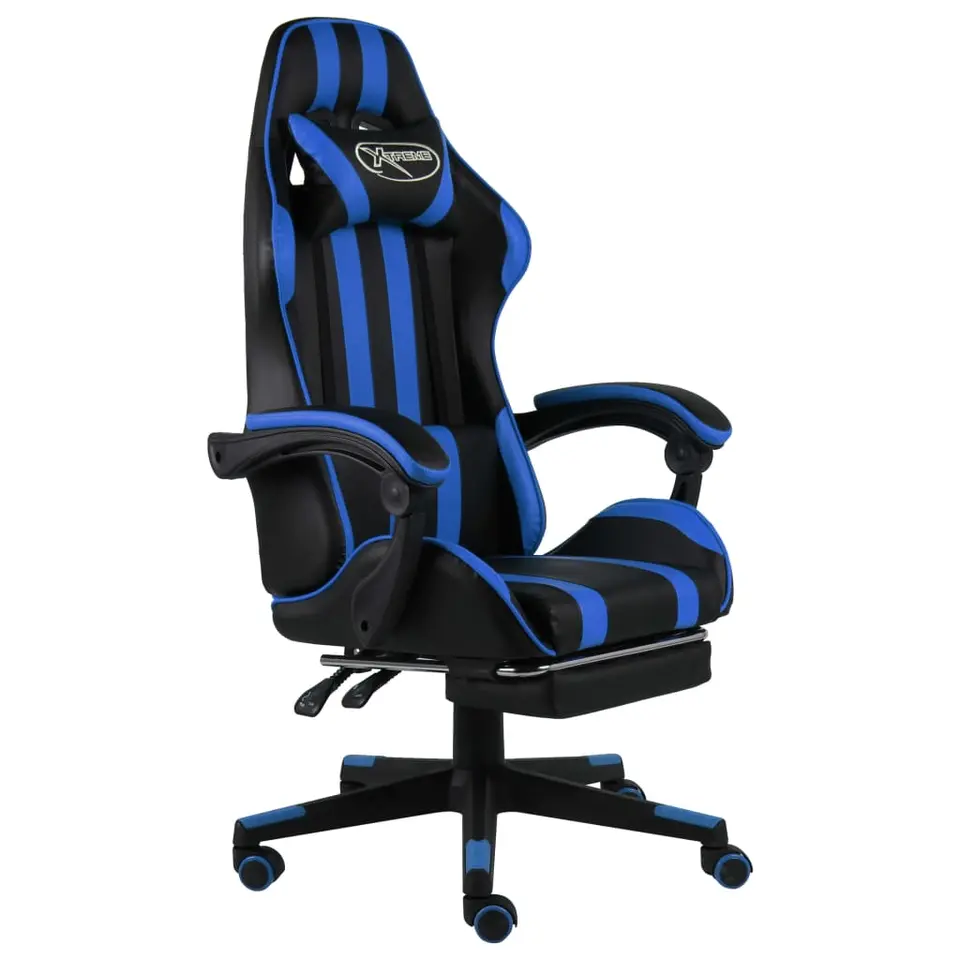 vidaXL - Kantoorstoel - Blauw - Kunstleer
