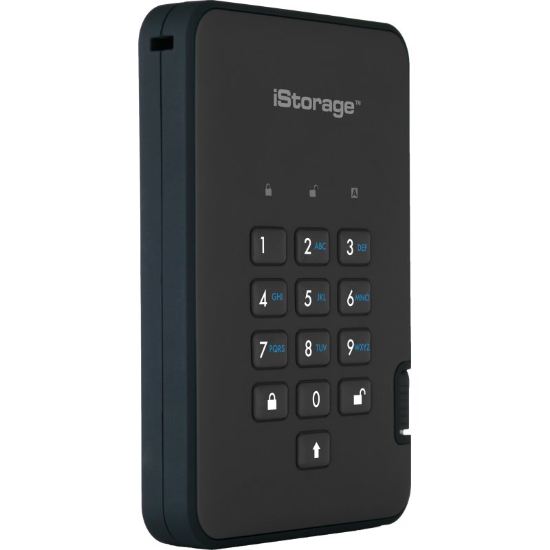 iStorage diskAshur2 256-bit 1TB USB 3.2 secure encrypted solid-state drive - Black IS-DA2-256-SSD-1TB-B