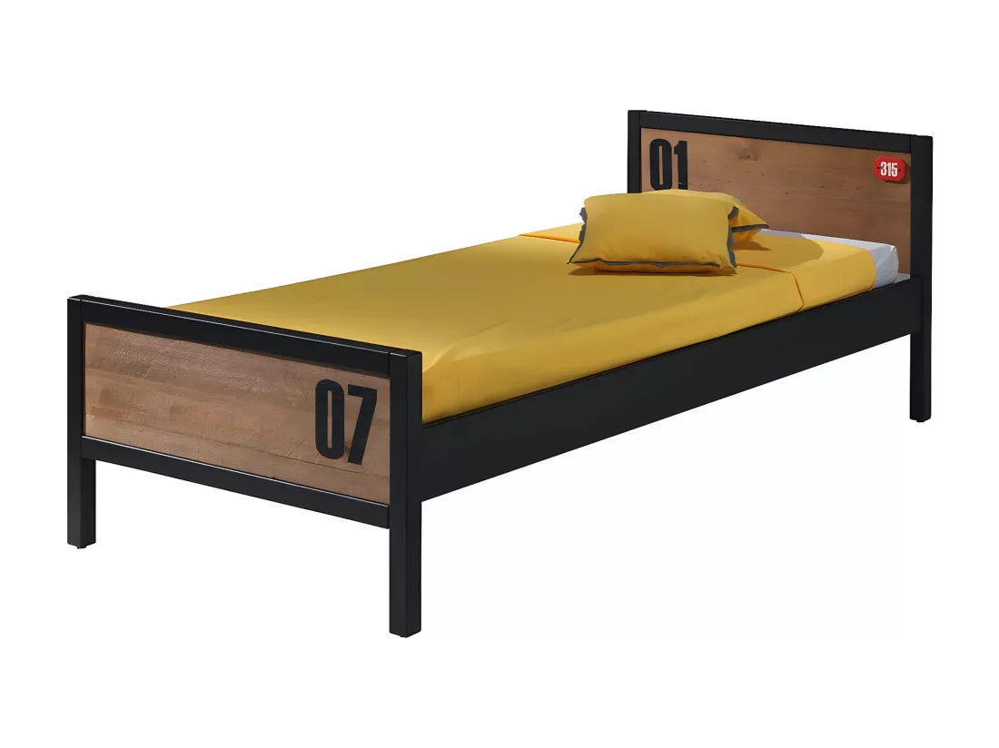 TCHAD - Chambre 90x200cm en Pin Massif avec Sommier