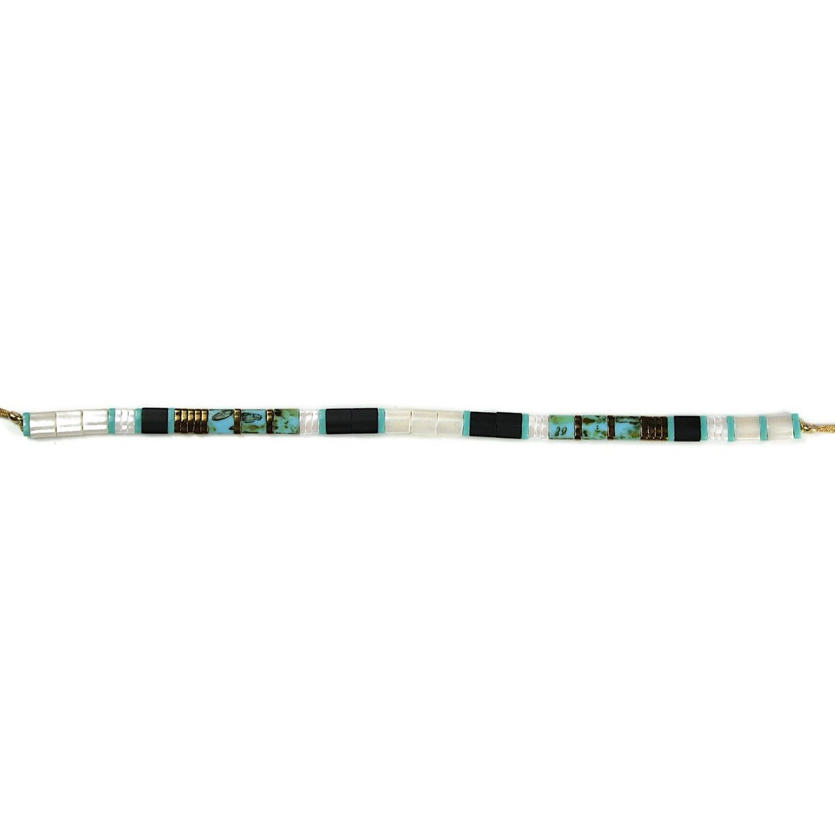 Bracelet Claire BERTEAU Aqua Perles plates en verre 5