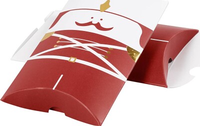 Gaveæske - Nøddeknækker - Str. 12X9,4X2,5 CM - 300 G - Guld - Rød - Hvid - 3 Stk
