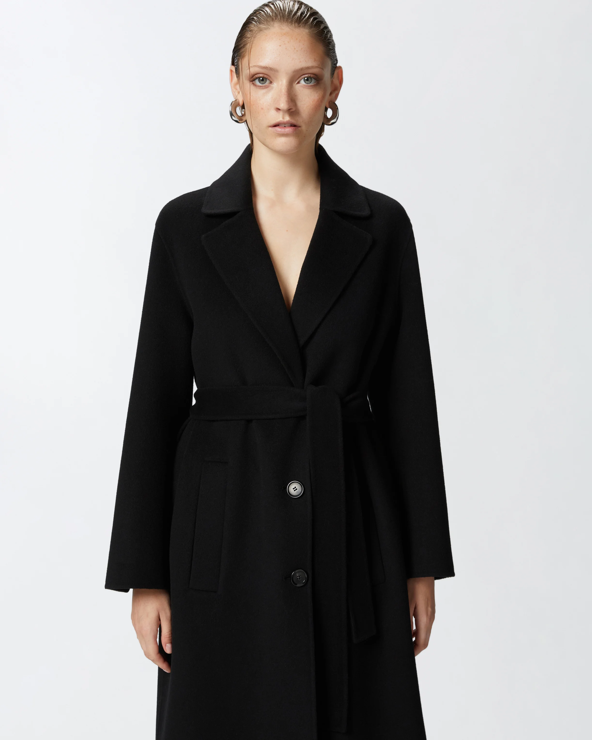 Manteau long ceinturé | Noir