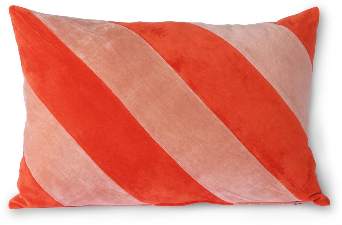 HKLIVING   Striped Velvet Koraal Sierkussen