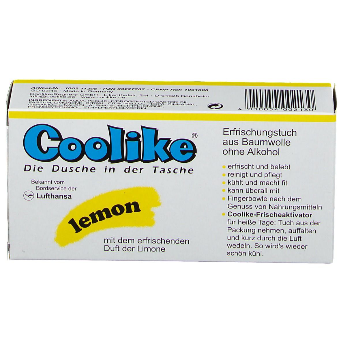 Coolike® Feucht Tücher lemon Baumwolle