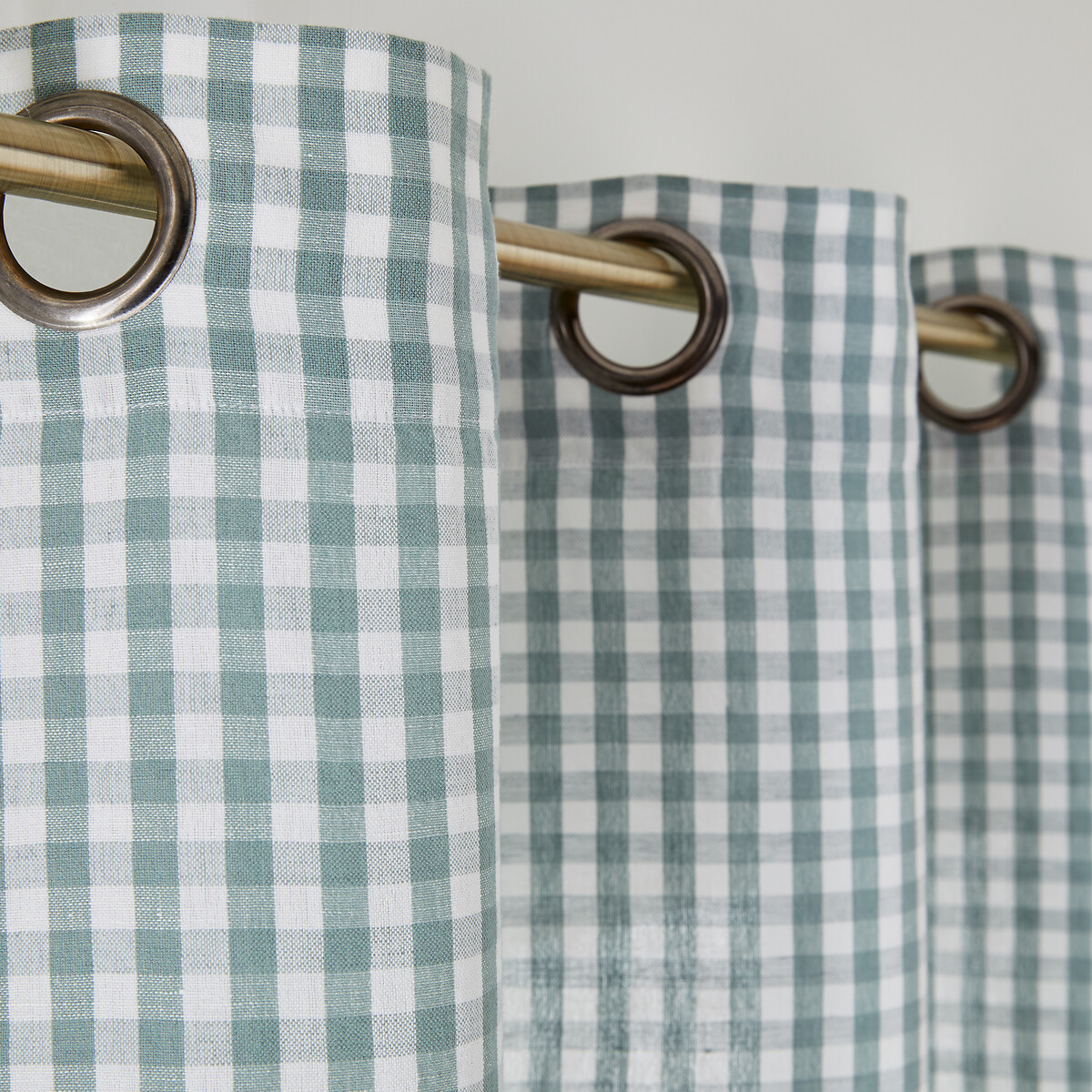 LA REDOUTE INTERIEURS<br>Cortina Vichy de algodão/linho, ilhós, Cottage