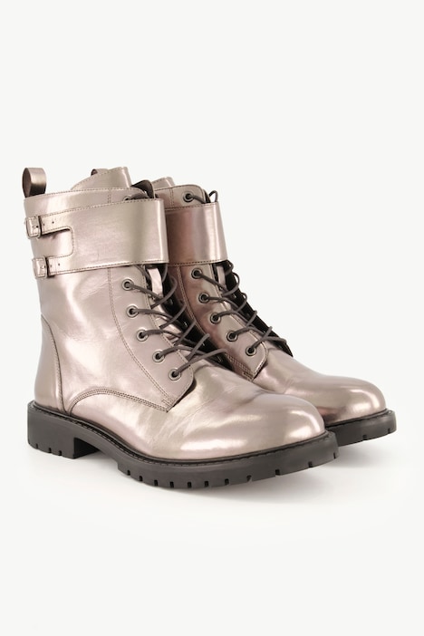 Stiefeletten, Lederoptik, Schnürung, Profilsohle, Weite H