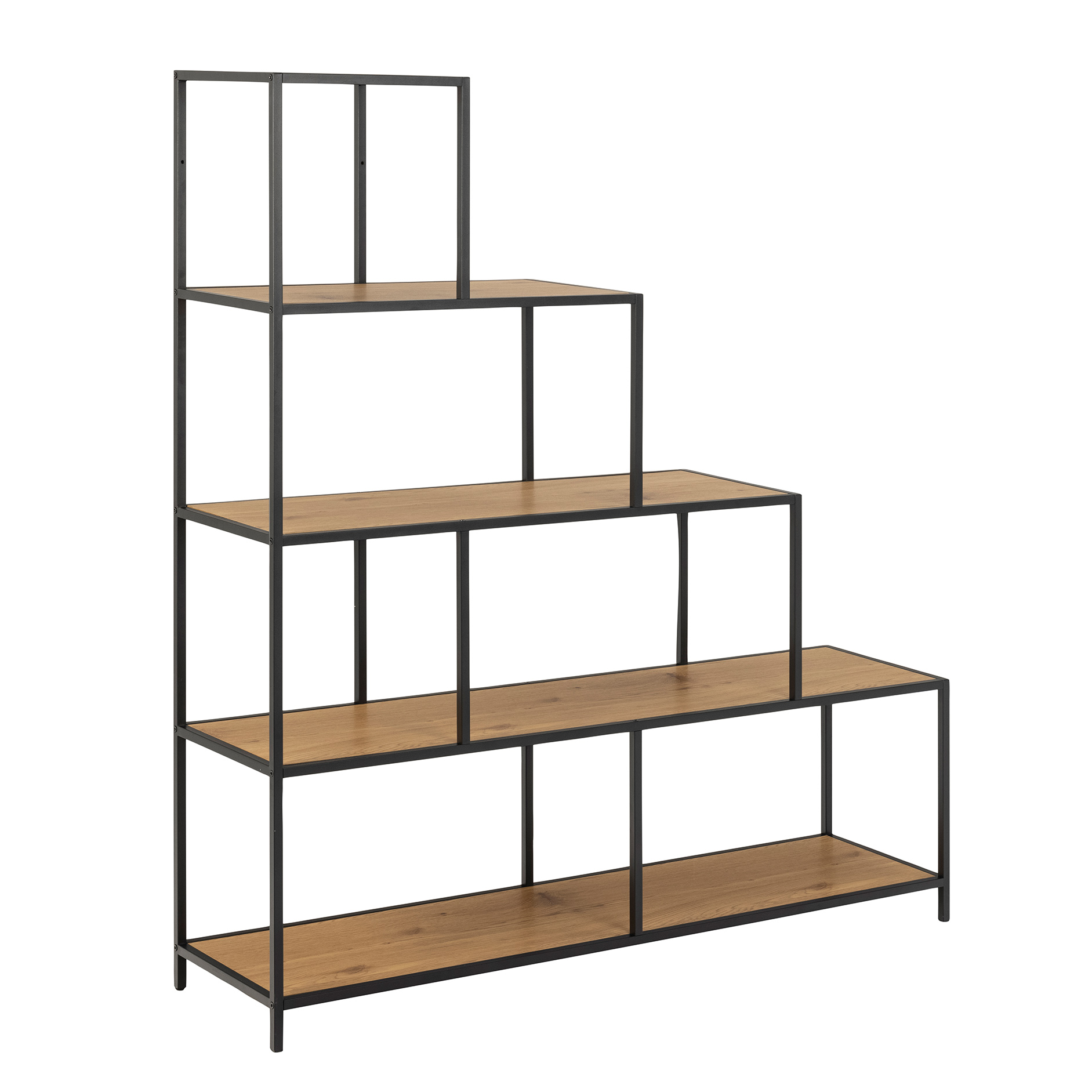 Regal SEAFORD - Wildeiche-schwarz - 4 Ablagen - 135 cm
