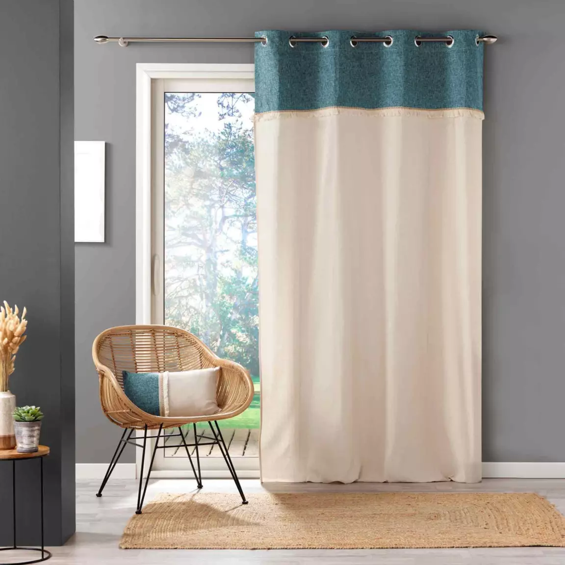 Rideau coton (140 x 240 cm) Cancun Bleu