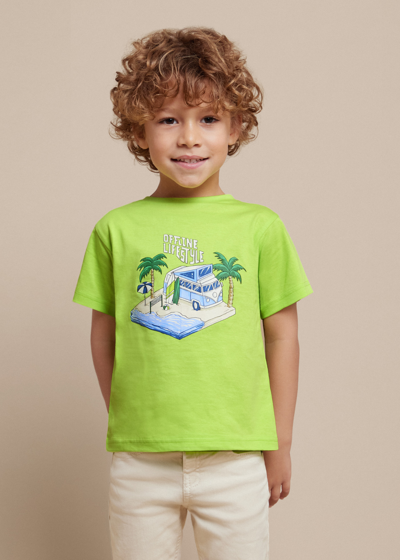 Camiseta estampada Better Cotton para meninos, branca