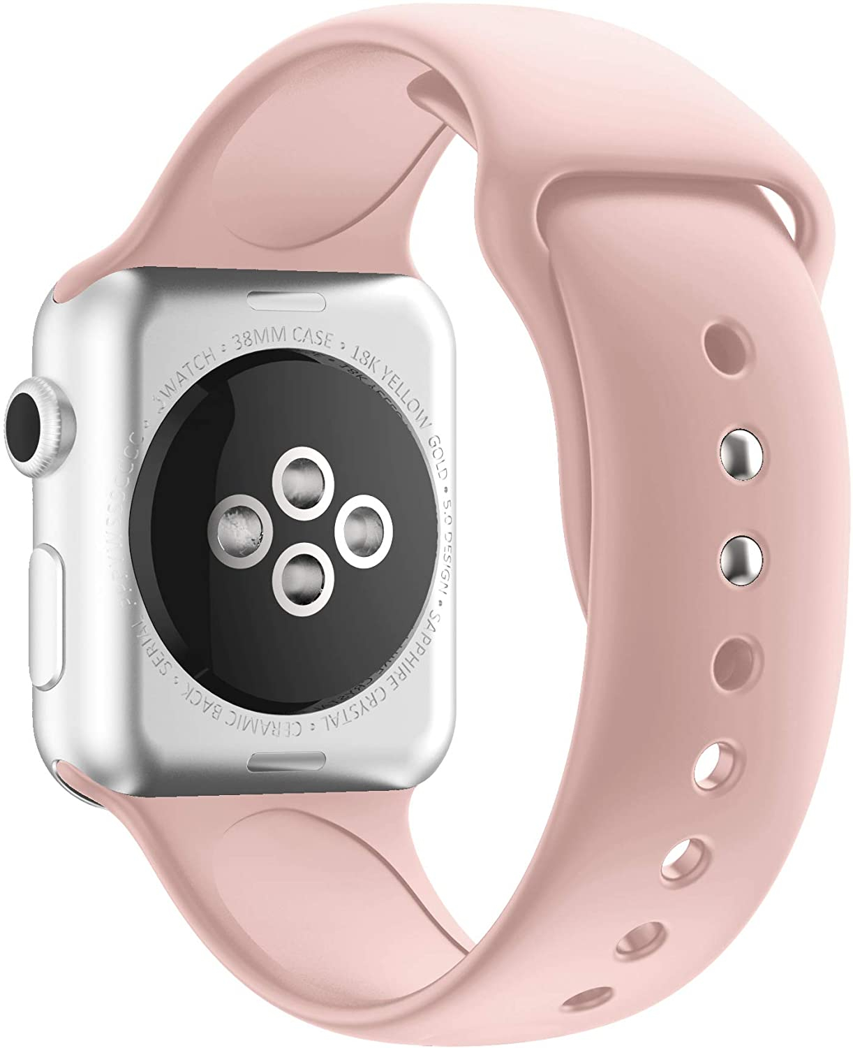 Apple Watch (42/41/40/38 mm) Silikon Sport Armband mit Doppelverschluss (Gelenkumfang: 160-195mm) - Hellrosa
