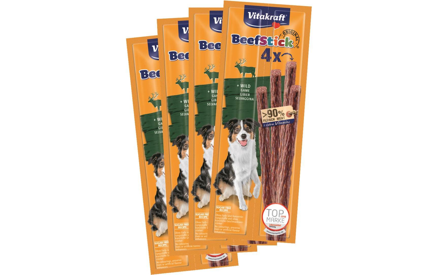 Leckerli Beef-Stick Wild, 4 x 4 Stk.Die Belohnung für zwischendurch