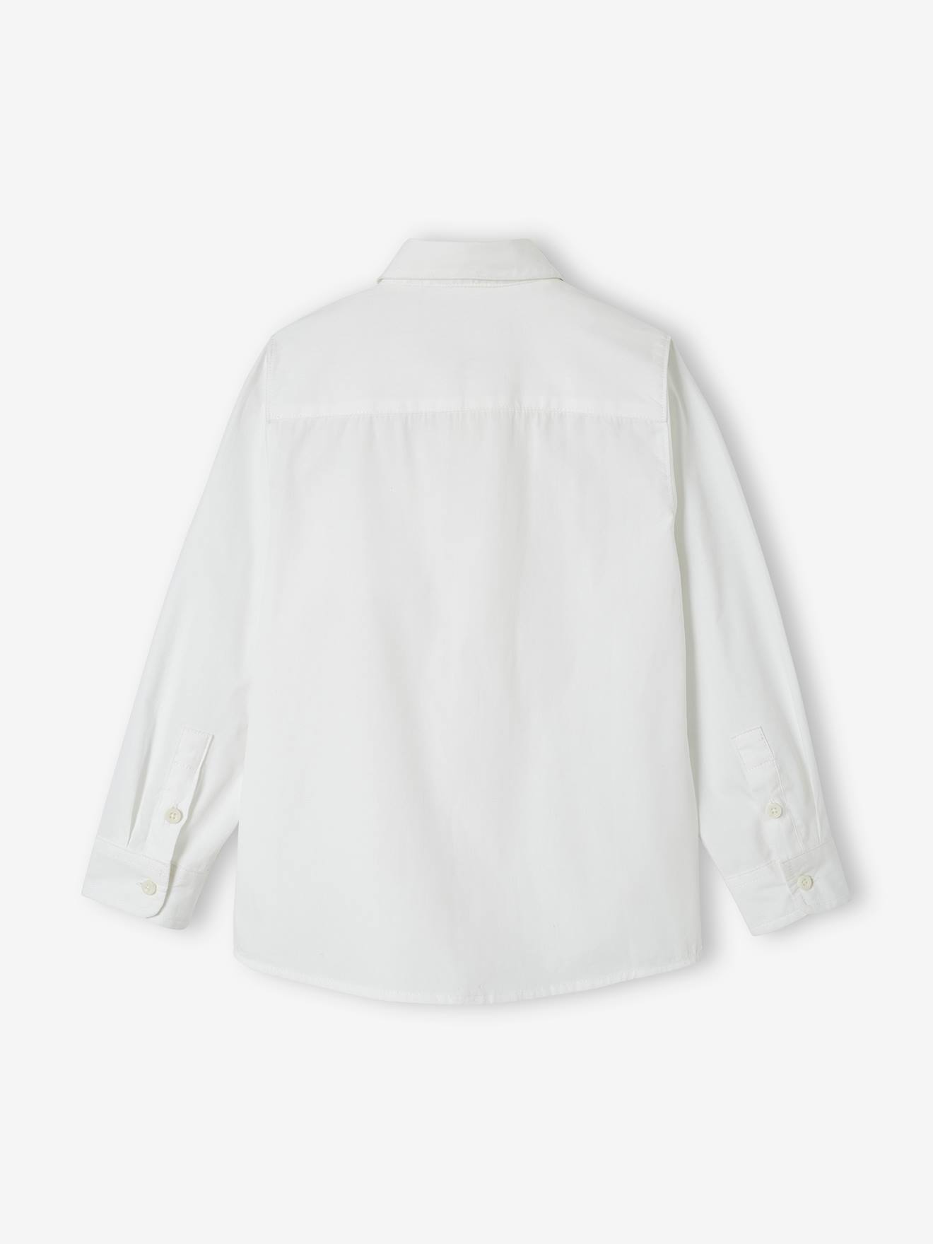 Camisa branca lisa de manga comprida para meninos