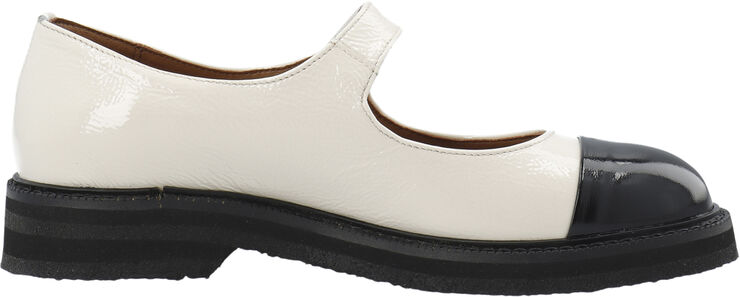 Cashott CASBETTY Mary Jane W. Toe Cap Patent Off white