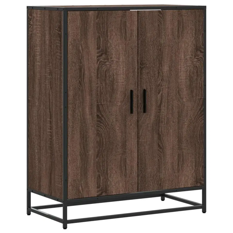 vidaXL - Schoenenkast met metalen poten 10 paar - Bruin eiken - 75x38x97,5 cm