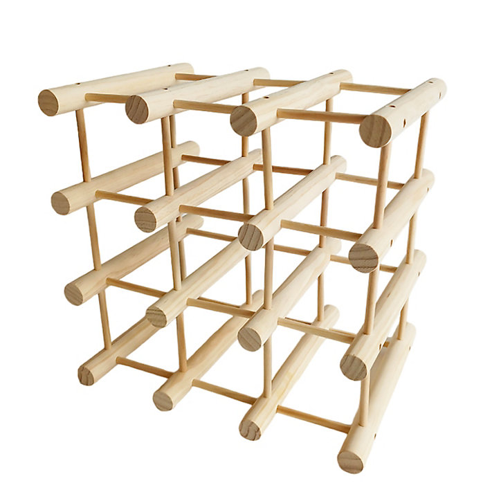 Range bouteilles en pin massif 12 compartiments